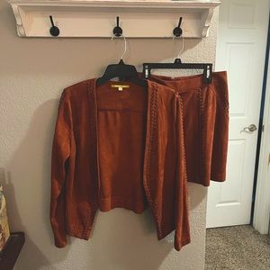 Gianni Bini Faux Suede Jacket & Skirt Set